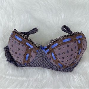 Intimissimi Vintage lavender and brown 26"A push-up wire bra adjustable size